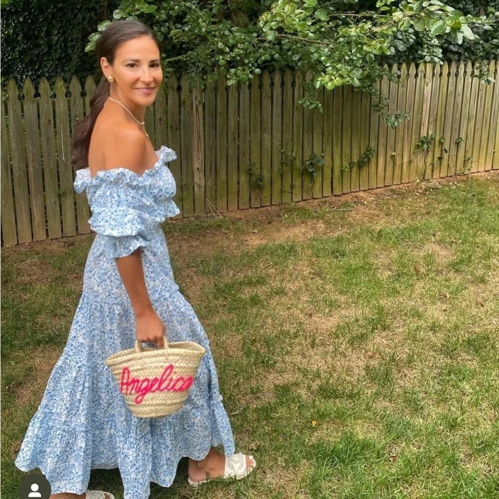 Jefferson Lane Blue Floral Off-Shoulder Top and Skirt Set Small - Picture 2 of 6